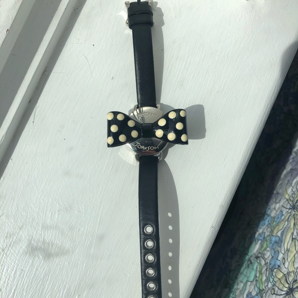 Genuine Black Leather Betsy Johnson Watch
